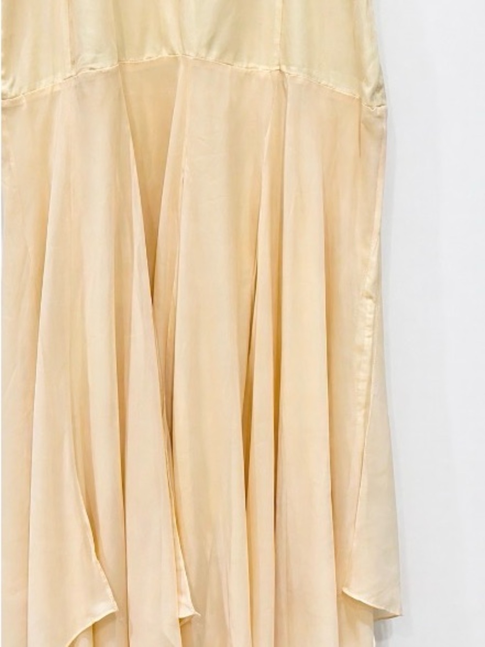 Oleg Cassini Silk midi Dress size 6 Peach  Spaghetti Strap cocktail flare hem - Picture 4 of 5